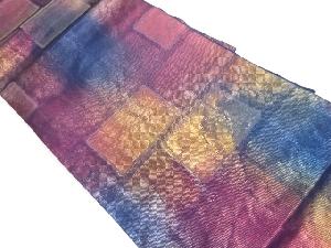 引箔幾何学模様織出し名古屋帯